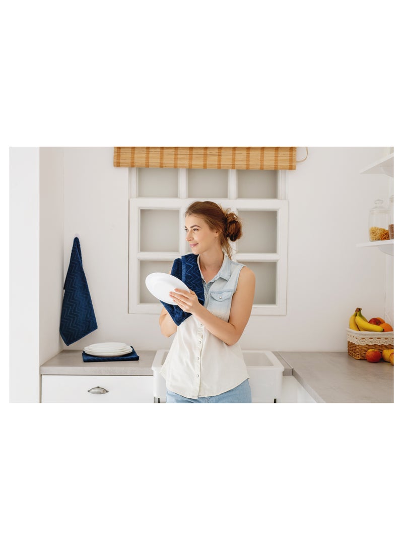 ATEN Homeware Egyptian Cotton Kitchen Tea Towels – Size 50 x 70 cm – Highly Absorbent & Quick-Dry Dish Towels, Lint-Free & Durable, Fade Resistant, Made in Egypt (Dark Blue, 3 Pack) - Image 5